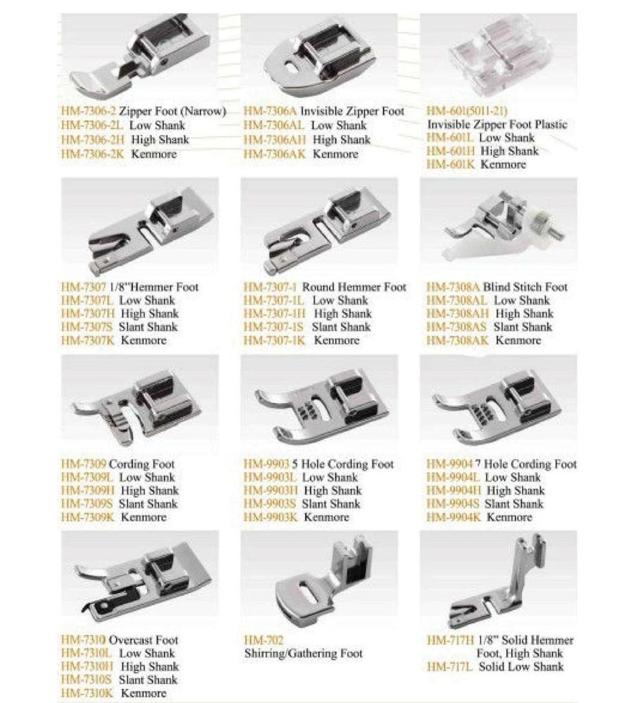 Zipper and hemmer presser feet